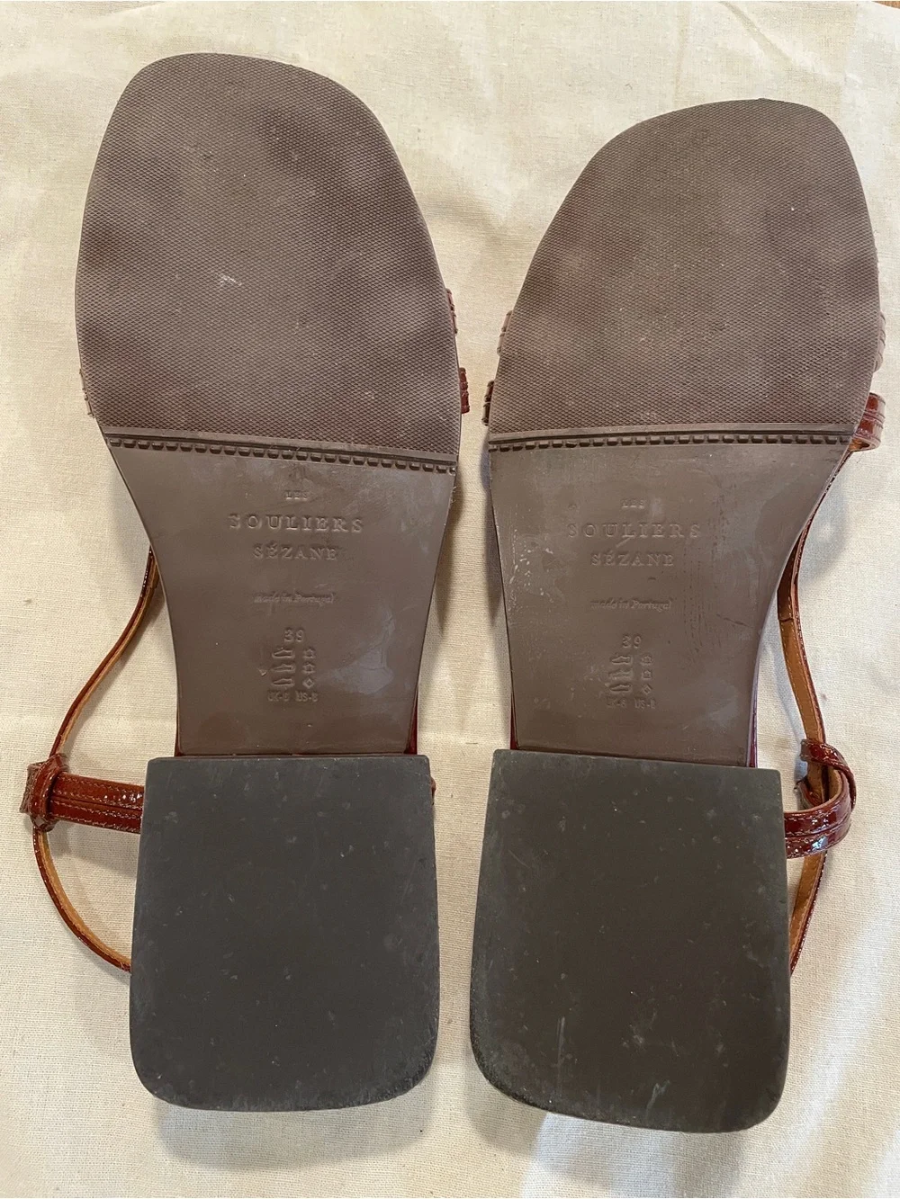 Sezane Patent Leather Strappy Sandals in Deep Wine - Picture 3 of 4